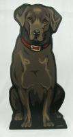 Large 24 Life Size Painted Dog Chocolate Labrador Wood Statue Plaque 