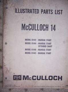 1966 McCulloch 14 Outboard Motor Parts List Boat c  