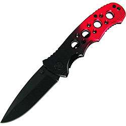 Red Fire Black Blade Stainless Steel Folding Pocket Knife  Overstock 