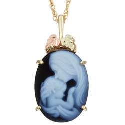 10k Black Hills Gold Cameo Necklace of mother and child   