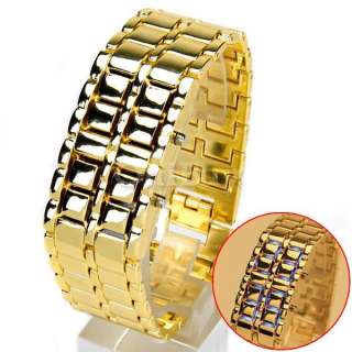   Digital Sport Wrist Watch Lava Gold Tone Strap Xmas Boyfriend Gift O1