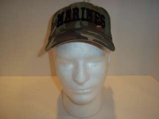 GREEN BROWN CAMO CAP HAT MARINES ARMED SERVICES DOGTAG  