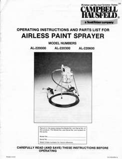 Campbell Hausfeld Airless Paint Sprayer Owners Manual  