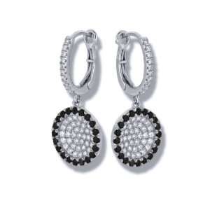 New MicroPave Cubic Zirconia CZ .925 Sterling Silver Dangle Earrings