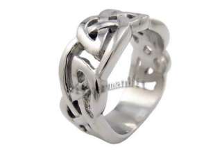 Size 9 Men Silver Celtic Knot Stainless Steel Ring SR7  