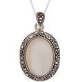 Sterling Silver Marcasite Mother of Pearl Pendant  Overstock