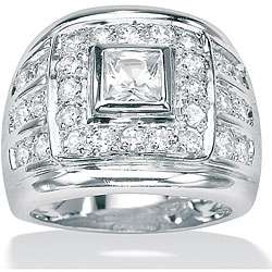Ultimate CZ Sterling Silver Mens Clear Cubic Zirconia Ring 