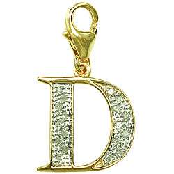 14k Gold 1/10ct TDW Diamond Letter D Charm  