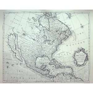   : Antique Map North America Mexico Florida California: Home & Kitchen