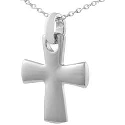 Sterling Silver Polished Chunky Cross Necklace  Overstock
