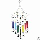 Glass Bars Wind Chimes 15 inch Rainbow Multi Color with Mirrors and 