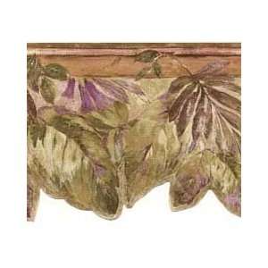 Tropical Leaves Plum and Olive Wallpaper Border in Kitchen 