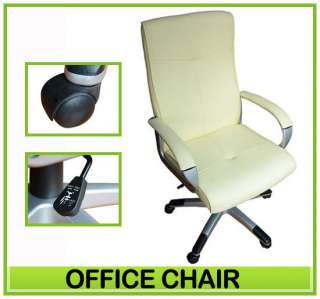   Manager Computer Office Desk Chair PU Leather High Back Cream  