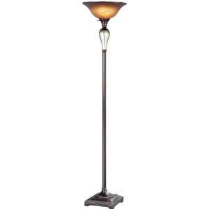 Devin  Torch Lamp, Dark Bronze/Aged Silver/Smoked Cloud Glass (Free 