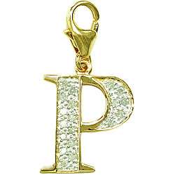 14k Gold 1/10ct TDW Diamond Letter P Charm  