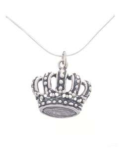 Sterling Silver Crown Pendant Necklace  Overstock