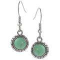 Silvertone Created Turquoise Pebble Design Dangle Earrings MSRP 