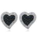   Silver 1/4ct TDW Black Diamond Heart Stud Earrings  Overstock