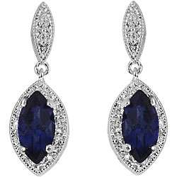   Sapphire and 1/10ct TDW Diamond Earrings (I J, I3)  
