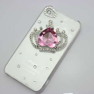 luxury clear cute pink crown diamond battery case cover FOR IPHONE 4G 
