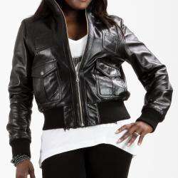 United Face Womens Casual Zip up Leather Bomber Jacket  Overstock 