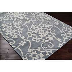 Hand tufted Grey Floral Rug (8 x 11)  Overstock