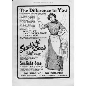  Sunlight Soap Lever Antique Advertisment Difference