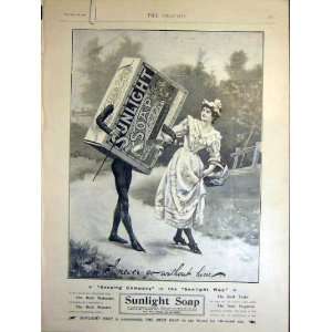  Sunlight Soap Lady Advert Advertisement Old Print 1899 