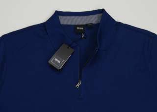 HUGO BOSS BLACK Men Verona 06 Zip Placket Polo Shirts   Blue NEW NWT 