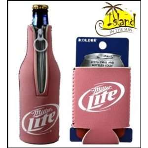  (2) Miller Lite Pink Beer Can & Bottle Koozie Cooler 