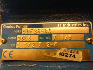 25089 Goulds Pumps 3656 Motor / Pump 2HP 1725Rpm 3Ph 20  
