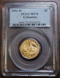 1992 W Columbus $5 Gold Commemorative, PCGS MS 70  