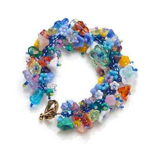 Bracelet bead kit Bloomin Mad Pressed glass flowers galore! Fringe 