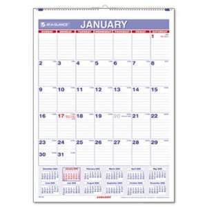   Monthly Wall Calendar, Blue And Red, 8 X 11, 2012