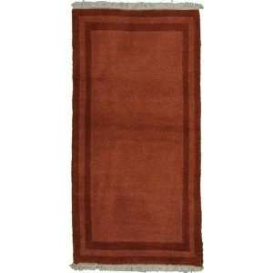  24 x 47 Red Hand Knotted Wool Modern Tibet Rug 