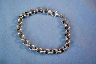 Pure Sterling Silver Rolo Chain or Charm Bracelet 14 grams 7.5 long 