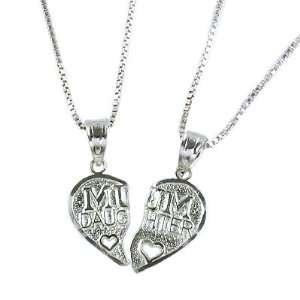   Breakable Mum / Daughter Heart Pendant with TWO 18 Chain Necklaces