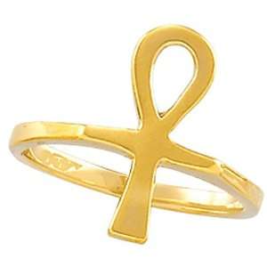  18K Yellow Gold Ankh Ring Jewelry