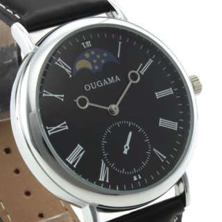   Watch Black Dial and PU Leather Band Nice Hand Quartz Movement  