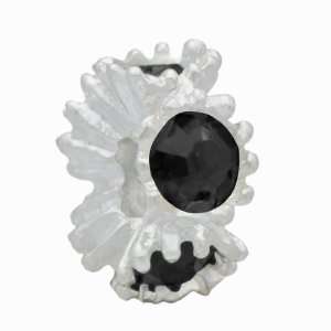  Shaped Black Crystal Silver Plated European Charm Beads Fit All 