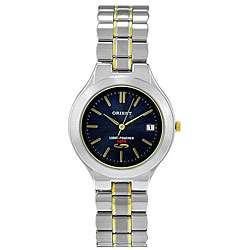 Orient Mens Light Powered 4000 Navy Dial Two tone Steel Watch 