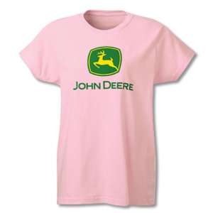  John Deere Ladies Pink Trademark T Shirt   JD03002: Home 