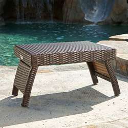 Outdoor Espresso Rattan Lounger Side Table  