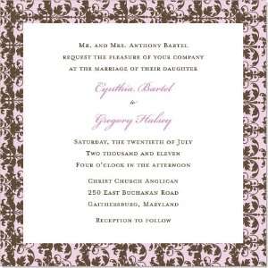  Brown Damask With Pink Border Square Invitations: Health 