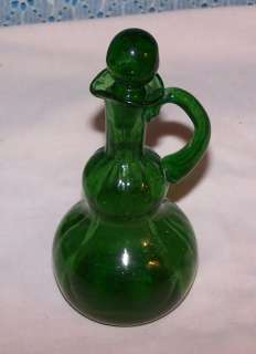 Vintage Green Cruet Glass w/Stopper  