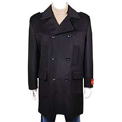 Mantoni Mens Wool and Cashmere Black Winter Coat  