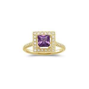  0.23 Cts Diamond & 0.75 Cts Purple Sapphire Ring in 14K 