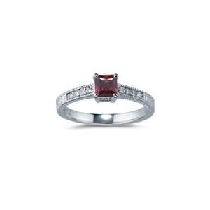  0.08 Cts Diamond & 0.53 Cts Garnet Ring in 18K White Gold 