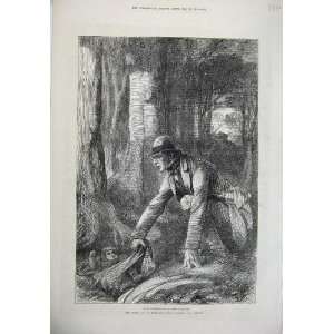  1874 Man Woods Crying Baby Trees Country Proctor Print 