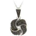 Sterling Silver Black Diamond Accent Love Knot Necklace   
